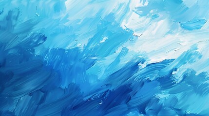 Abstract blue and white paint brushstrokes background.  Modern contemporary art design for wallpaper, poster, or canvas print.