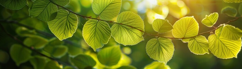 Lush Green Leaves Bathed in Sunlight - Natural Vibrant Background