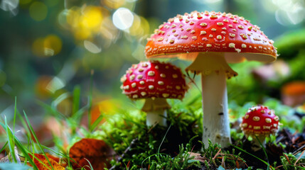 closeup beautiful mushroom in the forest