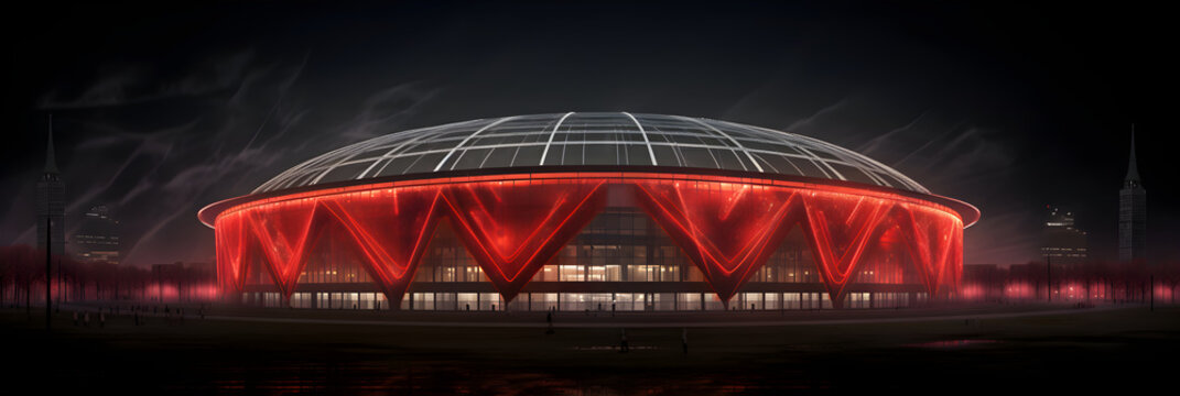 Illuminated night view of Ajax Stadium: A marvel of modern architecture and historic football significance