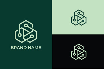 A minimalist logo with an intricate, symmetrical pattern, creating a sense of precision and balance., abstract tech logo polygon shape, Letter C logo design with technology icon