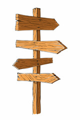 Wooden pointer, sign, flat illustration