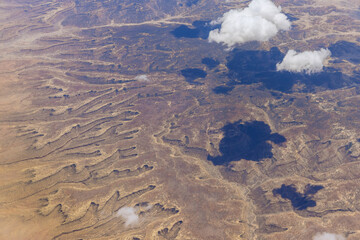 From high perspective, panorama of New Mexico desert terrain © ungvar