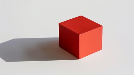 A single red cube against a white background.