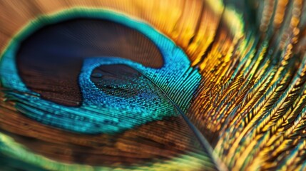 Macro close up of peacock feather