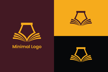 pen book vector education  logo design, Smart learning education be conceived with pen above the book, Book writer logo design, open book and pen vector logo, Author book with pen logo design