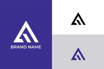 initial letter F N NF negative space triangle Minimal elegant monogram art logo, letter A triangle lineart mountain peak adventure logo