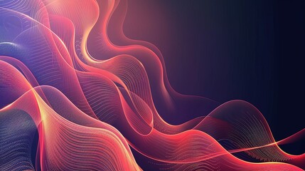 Fototapeta premium futuristic abstract coral color background with waves and light effects
