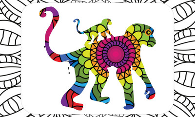 Monkey Coloring Book. Jungle Animal Coloring Pages For Adults With Cute Monkeys,Monkey Coloring Book for Kids.