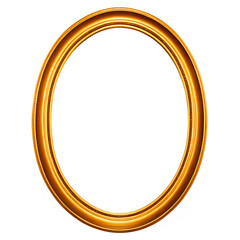 Golden oval picture frame isolated.