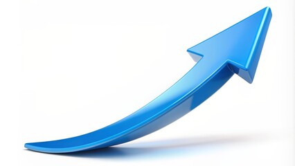 Vibrant blue arrow swooshes upward, conveying speed, direction, and progress, set against a clean, white background with ample copy space.