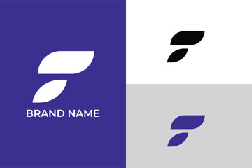 Minimal elegant monogram art logo initial letter F modern minimal elegant abstract logo icon symbol, letter F fire flame vector, letter F water waves beach adventure travel logo