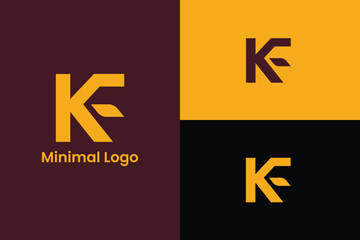 Fototapeta premium initial letter KF FK K fire flame modern abstract vector, letter K C geometric logo, letter K flame