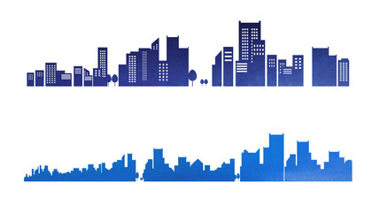 Fototapeta premium シンプルな夜の街並みのシルエット イラスト素材 背景イラスト 都市景観