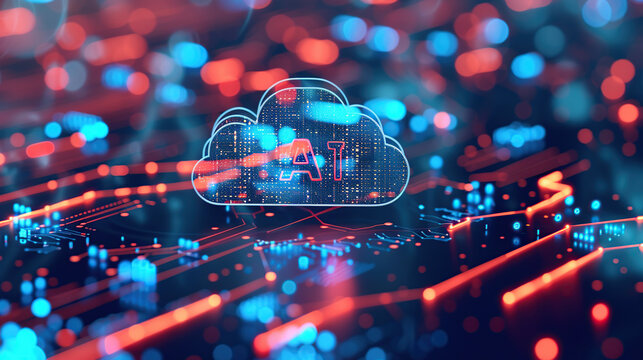 A cloud-shaped artificial intelligence logo with the letters "AI" written on it