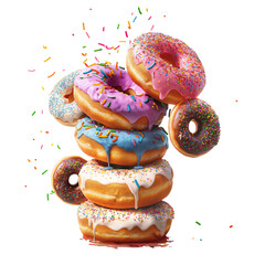 Donut with sprinkles isolated on white background