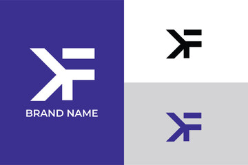 Fototapeta premium Outstanding professional trendy awesome artistic letter KF arrow modern business transport travel, jet, aeroplane clean modern KF or FK sign logo, FK KF