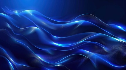 Obraz premium futuristic abstract blue background with waves and light effects
