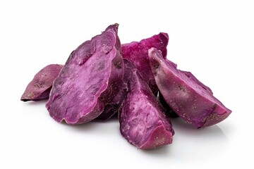Obraz premium Purple sweet potato isolated on white background crispy