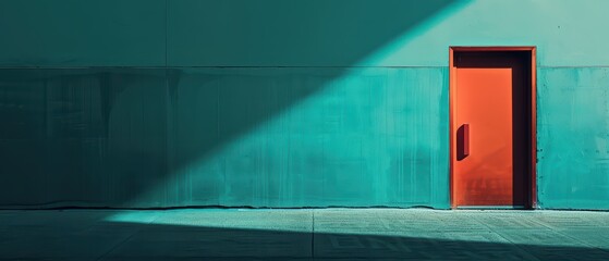 Minimalist Nature Wallpaper for Ultrawide Screen 21:9 , Orange door with light and shadow