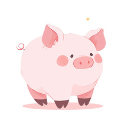 Fototapeta premium Cute cartoon pig with rosy cheeks and playful expression. Perfect for children's media, games, or educational content.