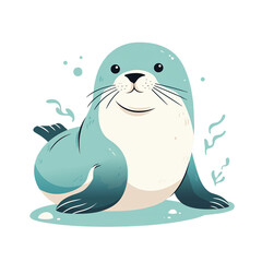 Cute cartoon seal illustration with playful expression, perfect for children's books, educational materials, and wallpapers.