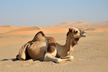 Fototapeta premium The Empty Quarter desert in Abu Dhabi is a true camel sanctuary