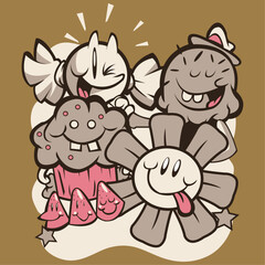 Dulces amigables felices ilustración