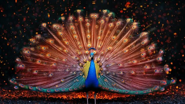 spectacular peacock with beautiful tail