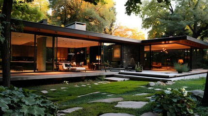 Obraz premium modernist house with an open floor plan and large