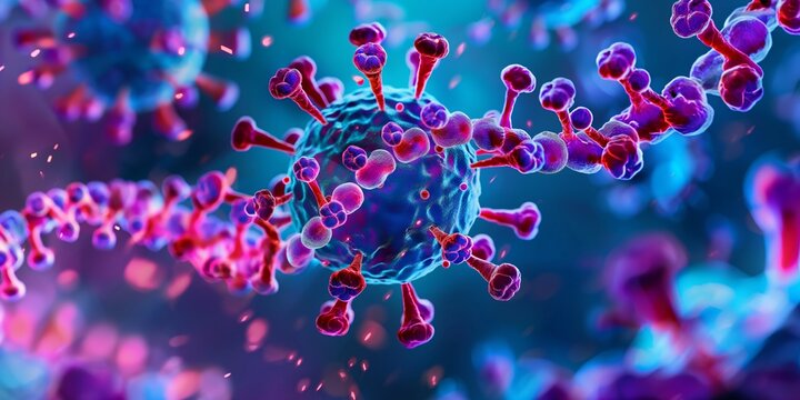 A detailed illustration of the avian influenza virus