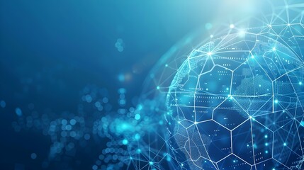 Abstract Global Digital Network and Data Visualization on Futuristic Blue Background