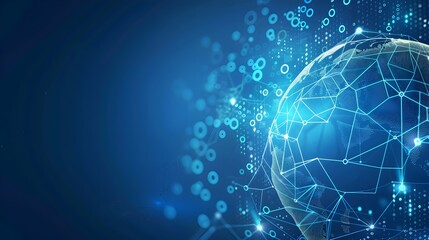 Interconnected Digital Globe on Elegant Blue Tech Background for Modern Connectivity and Advertising