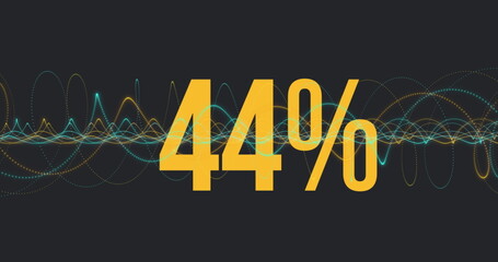 Image of increasing percentage over digital wave against black background