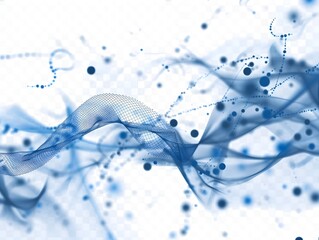 Interconnected Blue Dotted Lines Forming Minimalist Data Visualization on Transparent Background