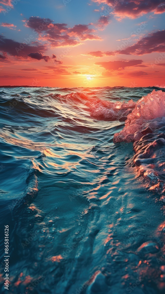 Wall mural sunset over water hd 8k wallpaper stock photographic image - Wall murals