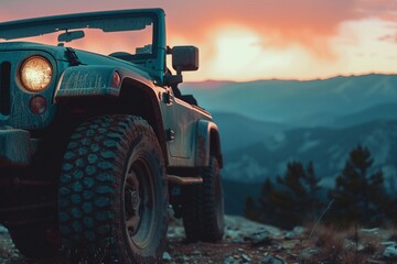 jeeping in the mountains sunset light close up