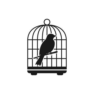 recommend clip art: Bird inside the cage. Birdcage icon flat style isolated on white background. Vector illustration