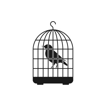 recommend clip art: Bird inside the cage. Birdcage icon flat style isolated on white background. Vector illustration
