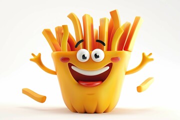 French fries shaped funny character