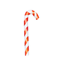 Christmas candy cane with red and white stripes isolated on transparen background. Hand drawn watercolor illustration. For design, cards, labels, invitations, greetings, packaging, print, advertising.