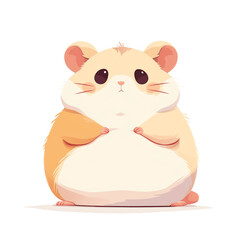 Cute round hamster illustration with big eyes, orange and white fur, sitting upright. Perfect for pet and cartoon-themed designs.