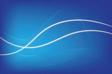 Blue background with wavy white lines.
