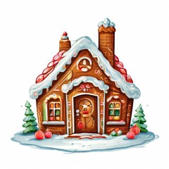 AI Image Generator, Cartoon style gingerbread house isolated