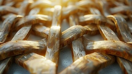 Realistic 3D Render of Wooden Grid Structure