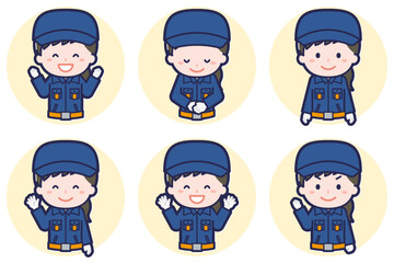 女性消防団員のポーズセット_02