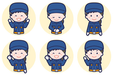 女性消防団員のポーズセット_02