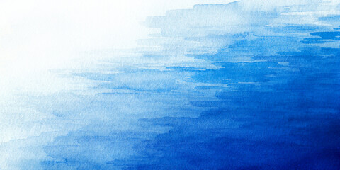 コバルトブルーの海の風景イラスト　水面と波