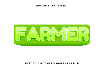 farmer Editable text effect 3d Trendy template style vintage vector