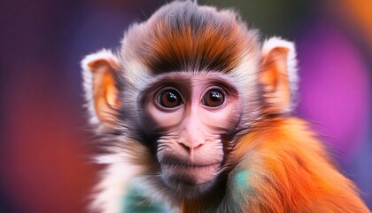 Fototapeta premium Young Colorful Monkey Portrait Close-up